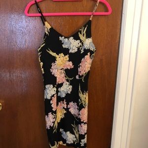 Vintage Betsey Johnson mini dress. Size small, black with hydrangea print